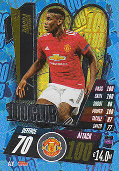 Paul Pogba Manchester United 2020/21 Topps Match Attax CL 100 Club #CL08